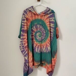 Tie-Dye Hooded Poncho / Swim Coverup